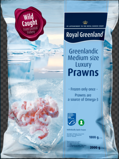 Krevetid, keedetud/kooritud "Premium" 275/375, Royal Greenland, 2kg/pk Pandalus Borealis (DNK10 kg/kst) -18c